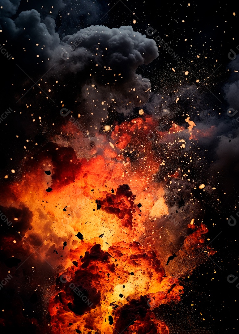 Explosão de fogo e fumaça