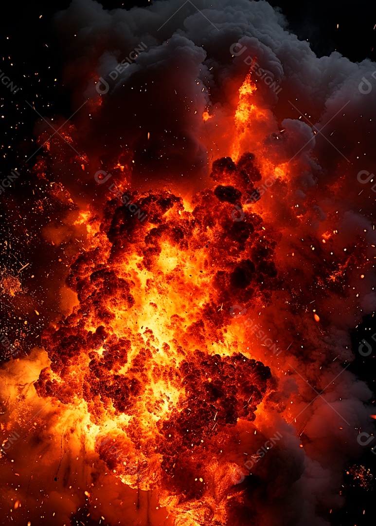 Explosão de fogo e fumaça