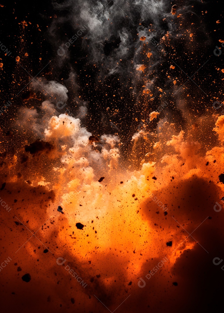Explosão de fogo e fumaça