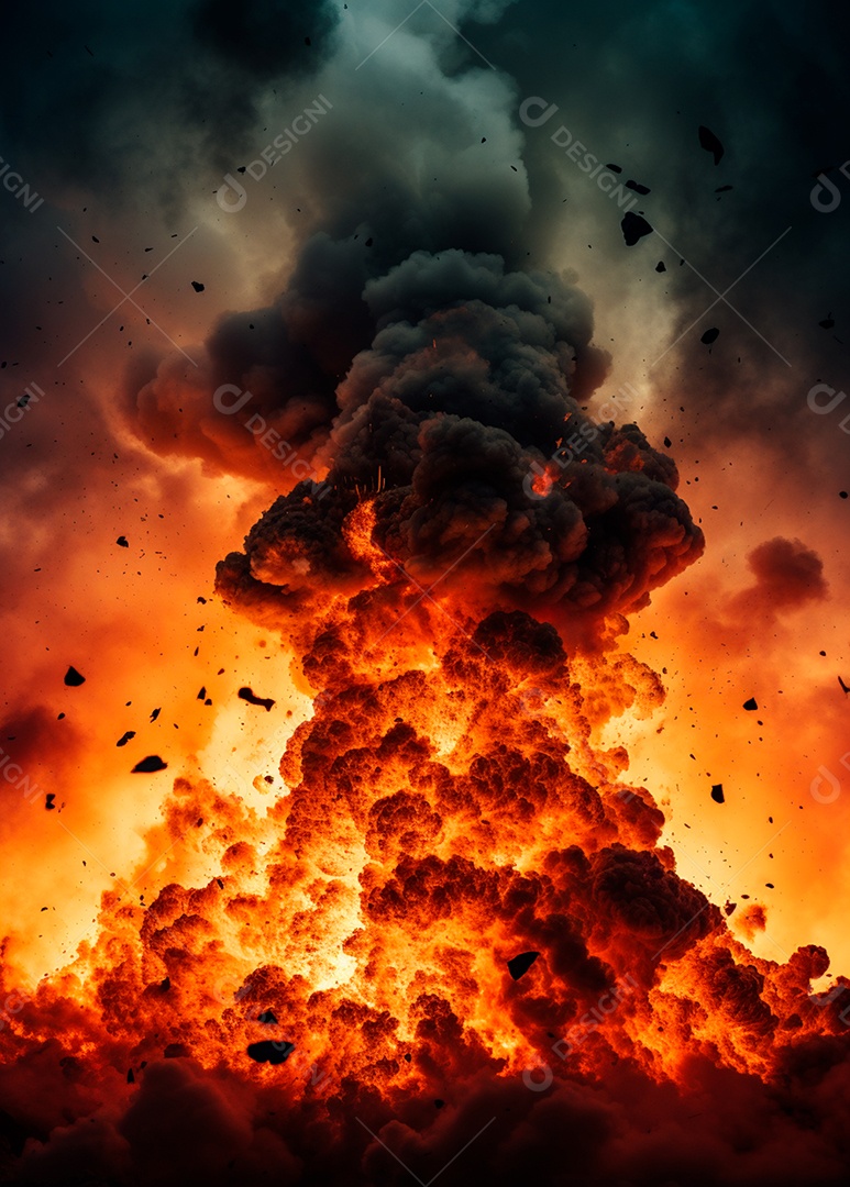 Explosão de fogo e fumaça