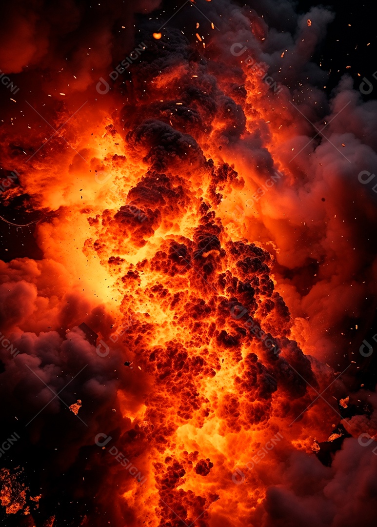 Explosão de fogo e fumaça