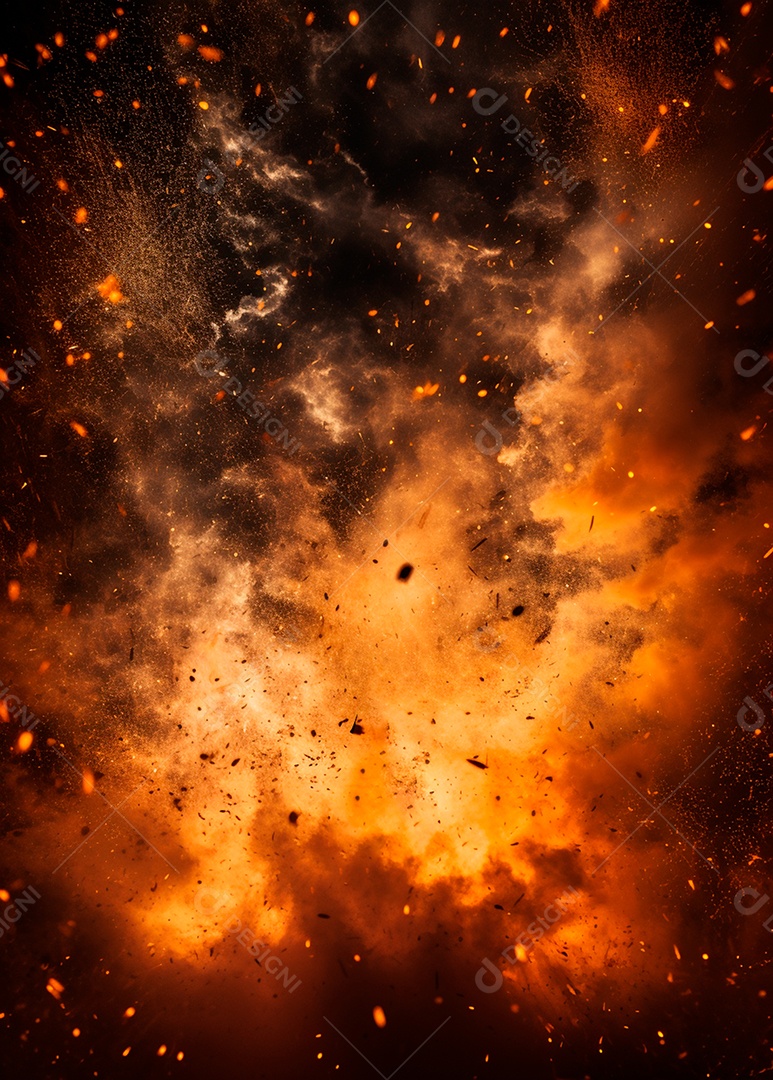 Explosão de fogo e fumaça