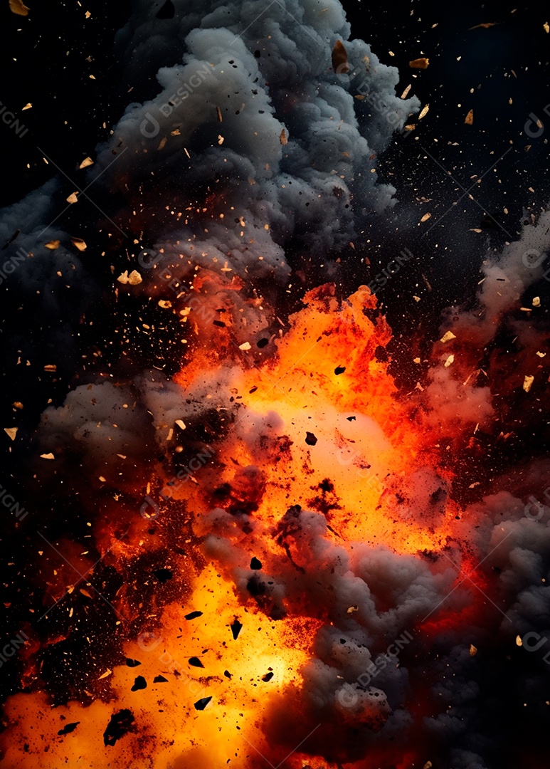 Explosão de fogo e fumaça