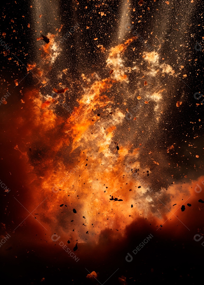 Explosão de fogo e fumaça