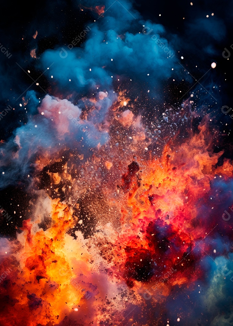 Explosão de fogo e fumaça