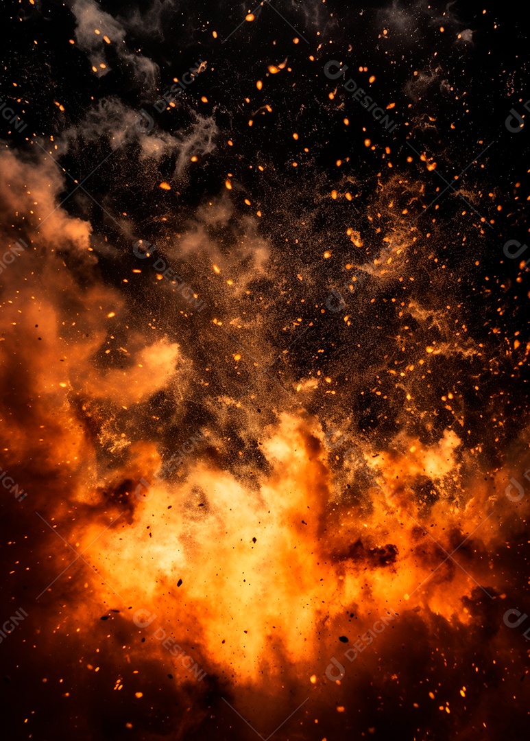 Explosão de fogo e fumaça