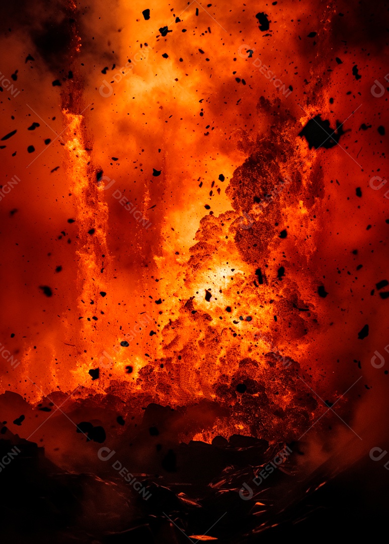 Explosão de fogo e fumaça