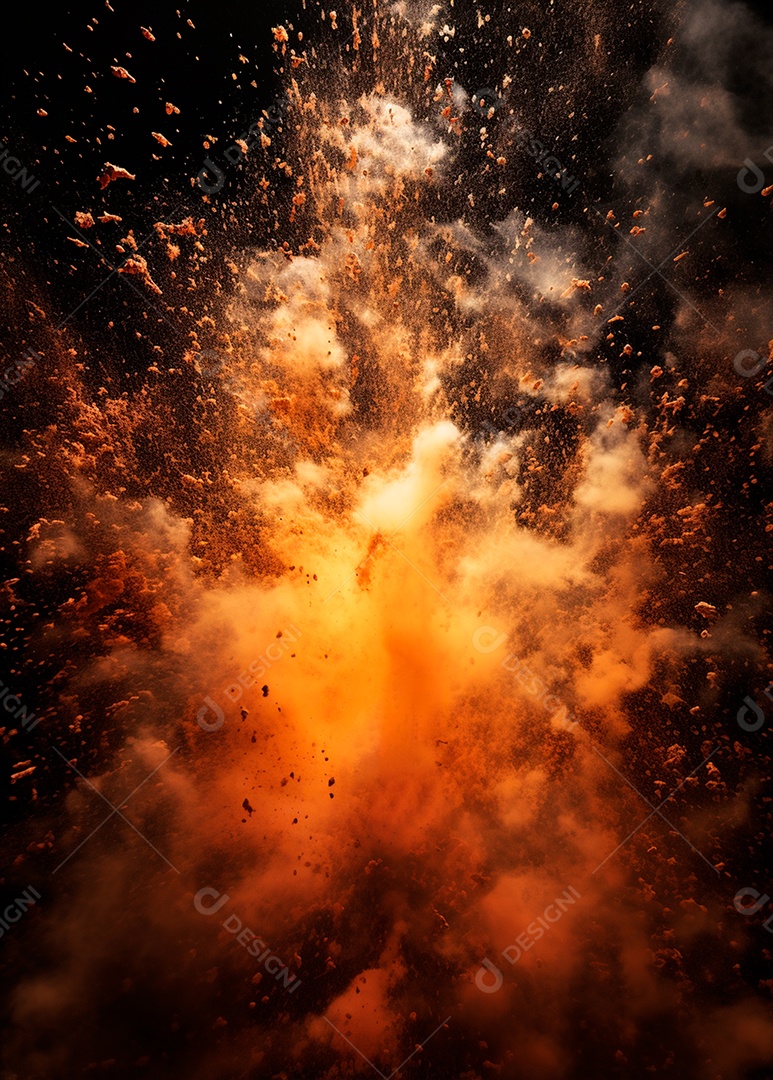 Explosão de fogo e fumaça