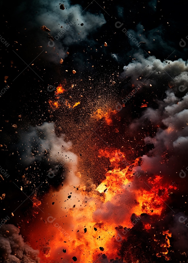 Explosão de fogo e fumaça