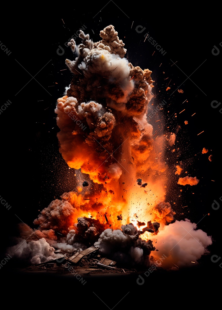 Explosão de fogo e fumaça