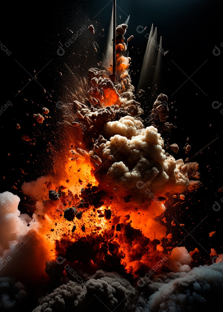 Explosão de fogo e fumaça