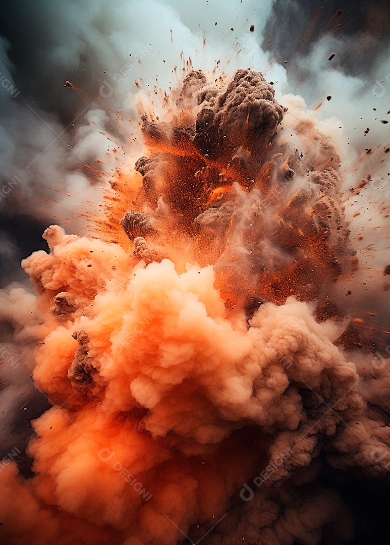 Explosão de fogo e fumaça