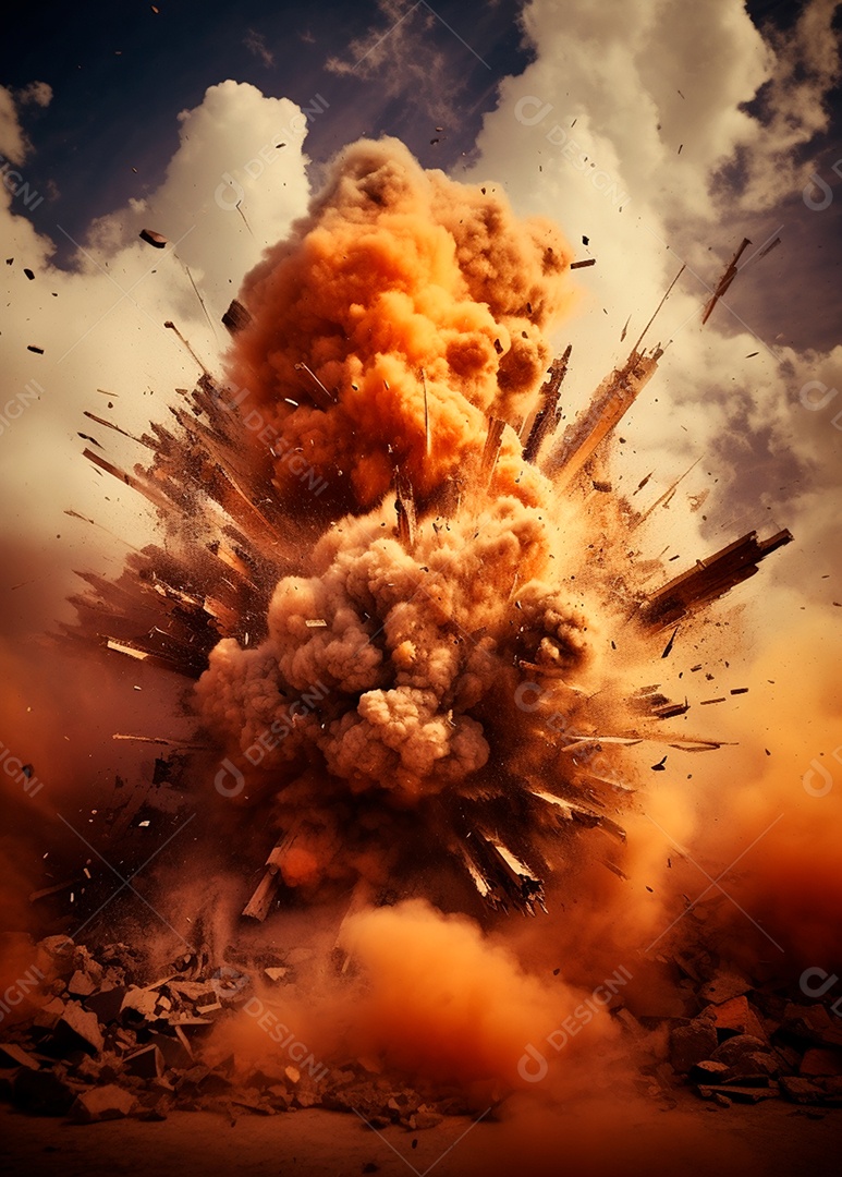 Explosão de fogo e fumaça