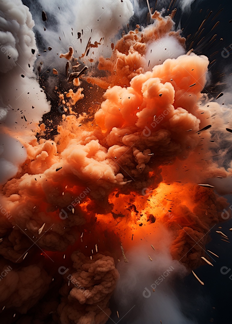Explosão de fogo e fumaça