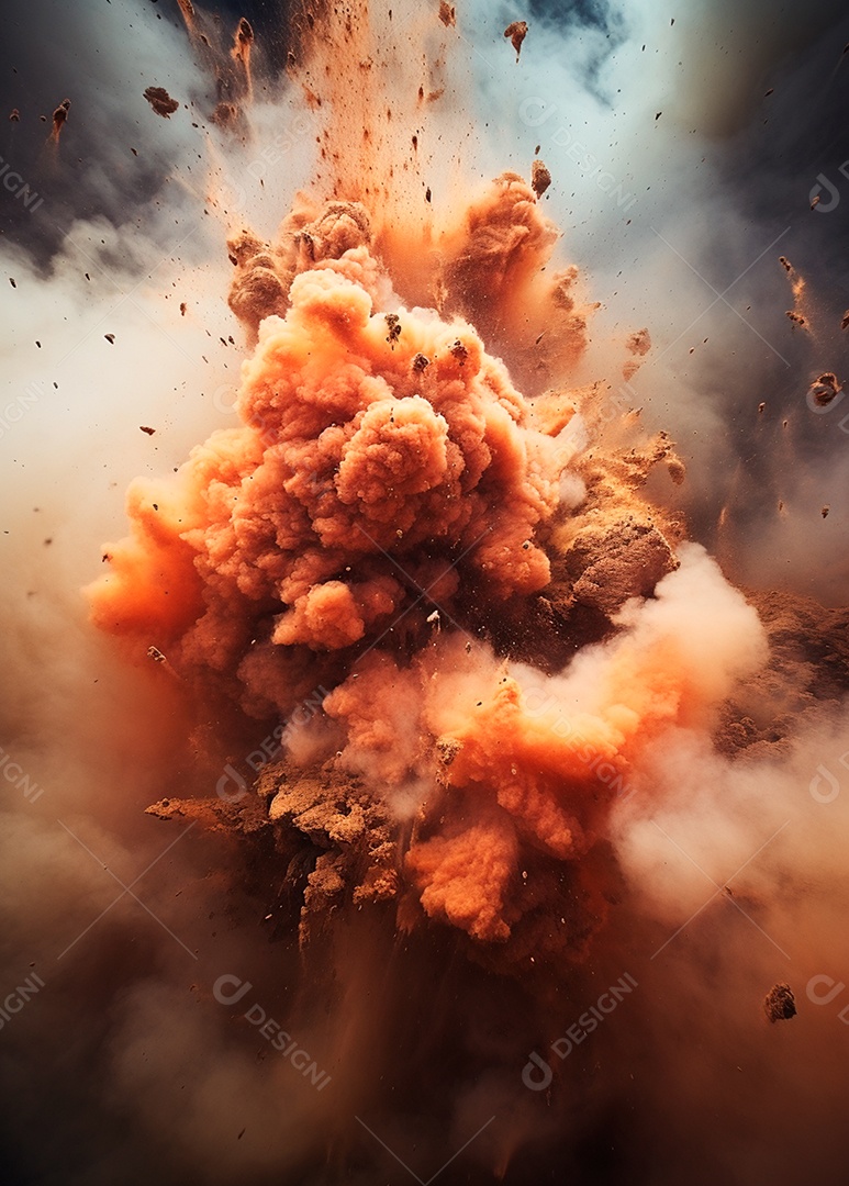Explosão de fogo e fumaça