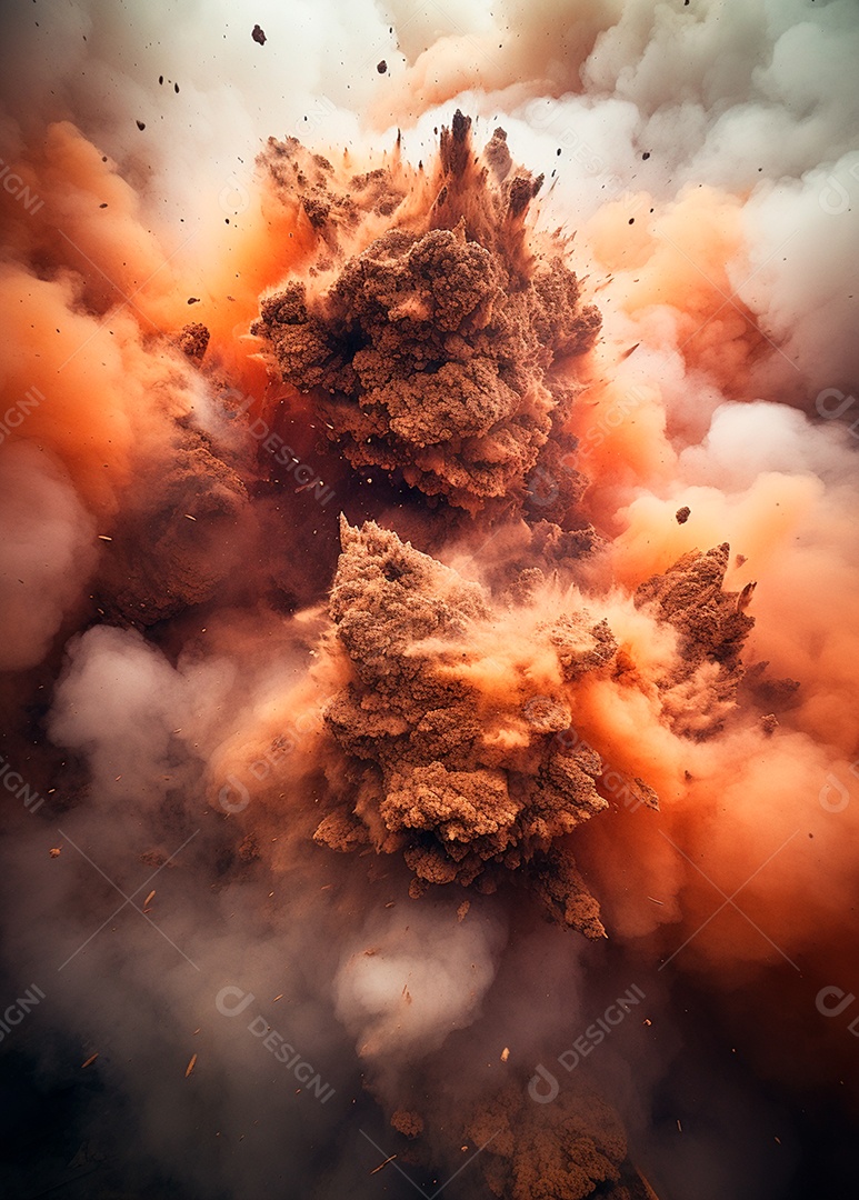 Explosão de fogo e fumaça