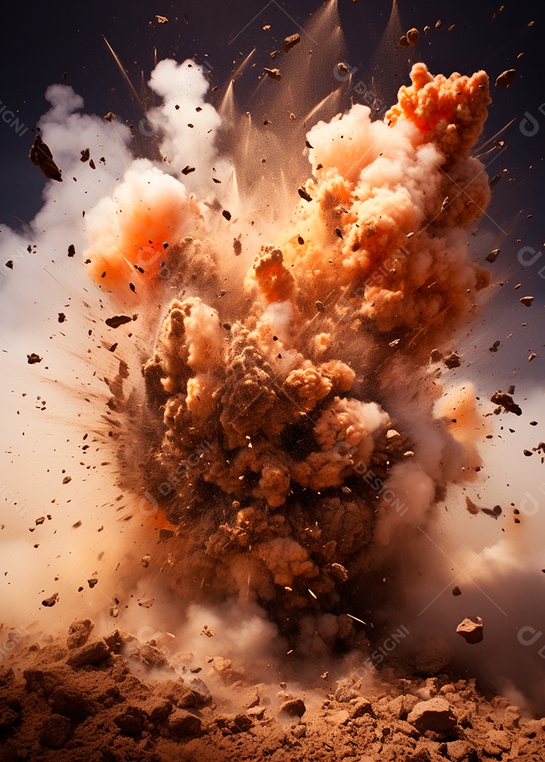 Explosão de fogo e fumaça
