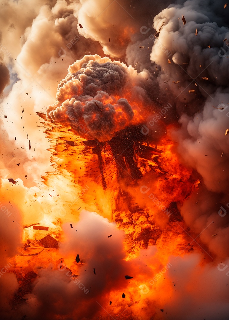 Explosão de fogo e fumaça