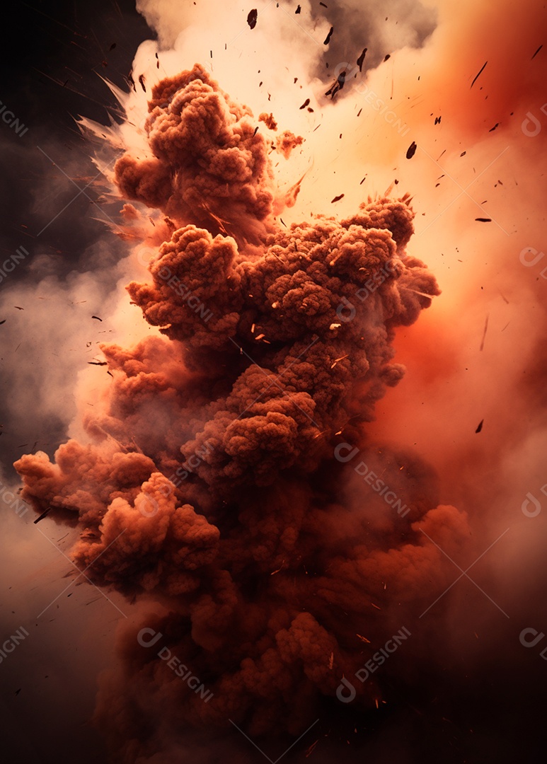 Explosão de fogo e fumaça