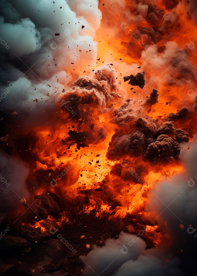 Explosão de fogo e fumaça