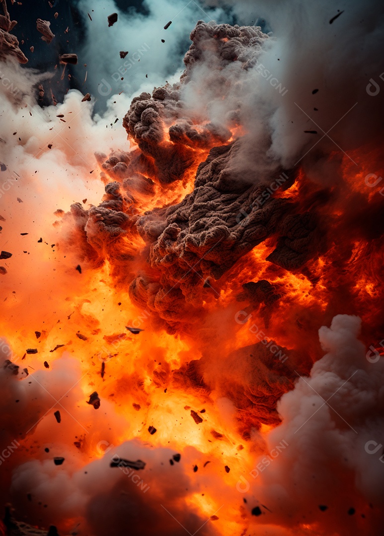 Explosão de fogo e fumaça