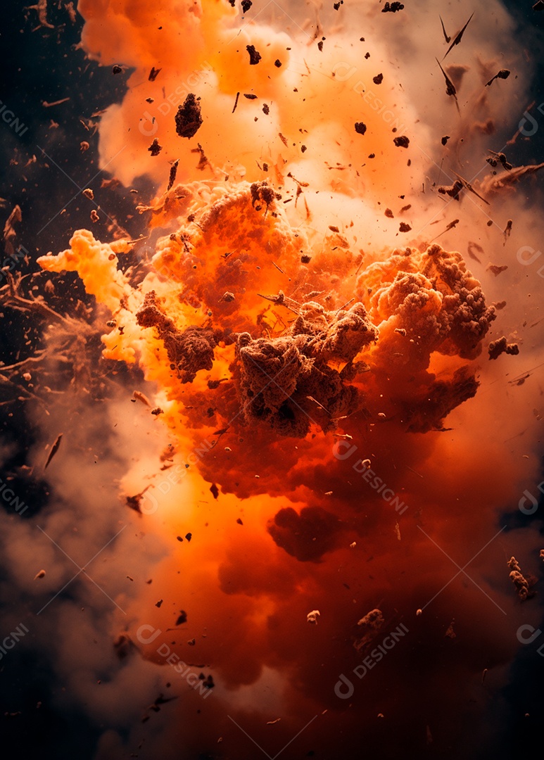 Explosão de fogo e fumaça
