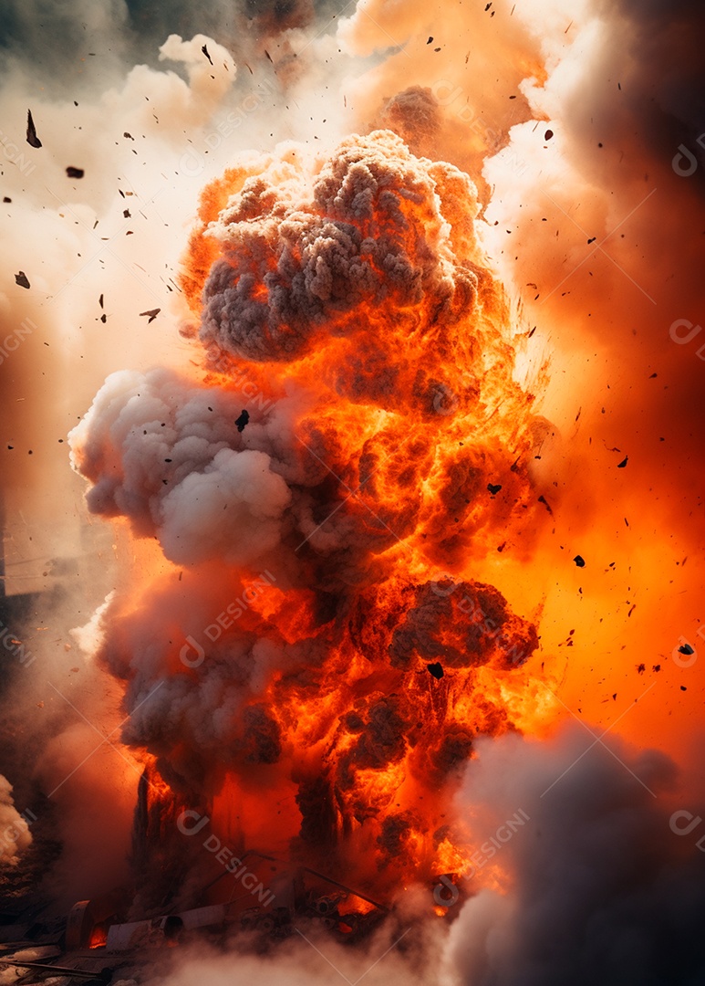 Explosão de fogo e fumaça