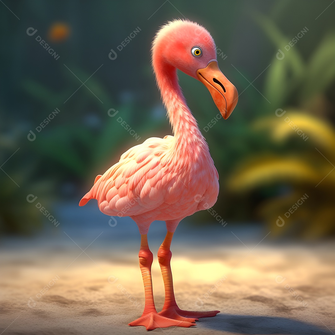 Flamingo fofo em uma selva