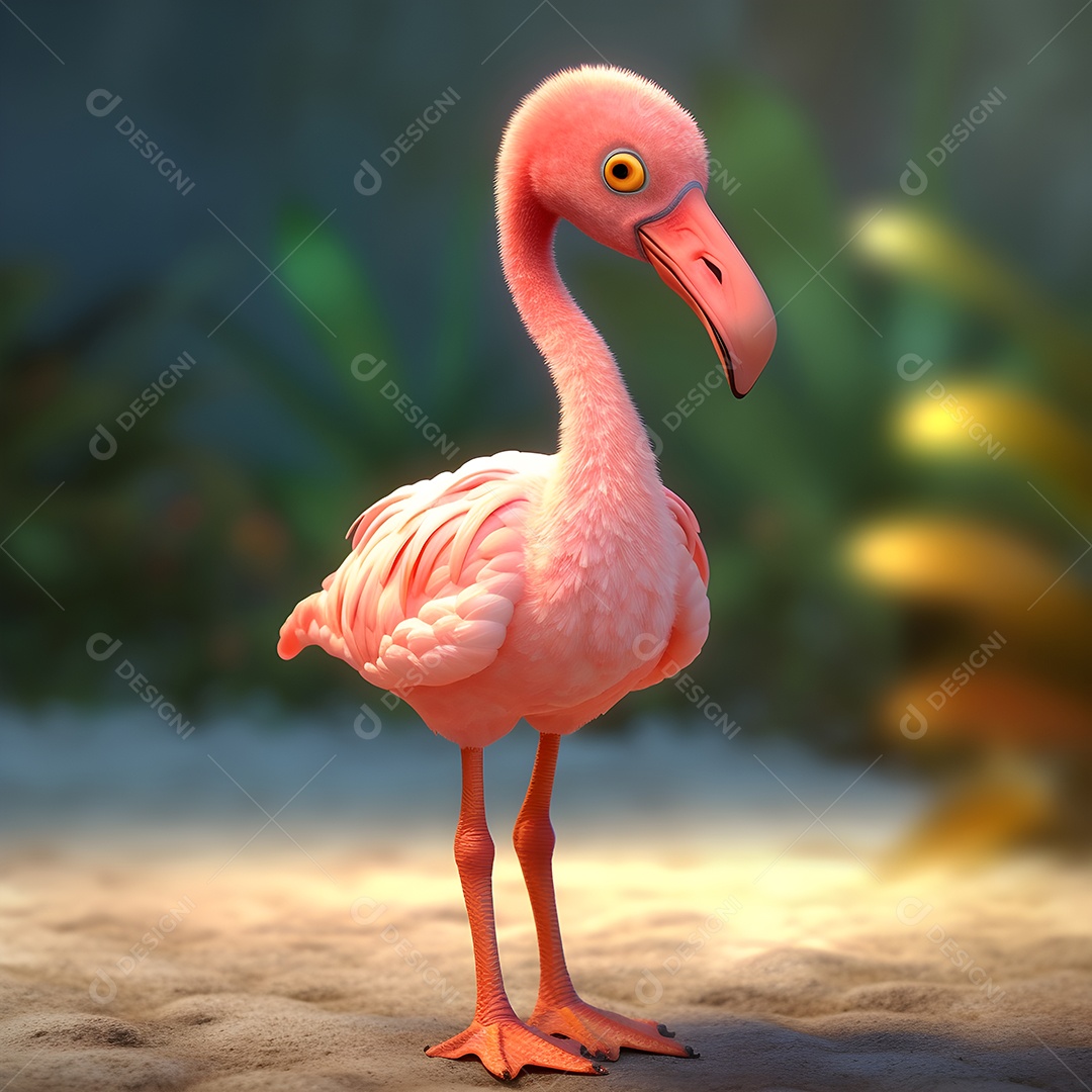 Flamingo fofo na areia