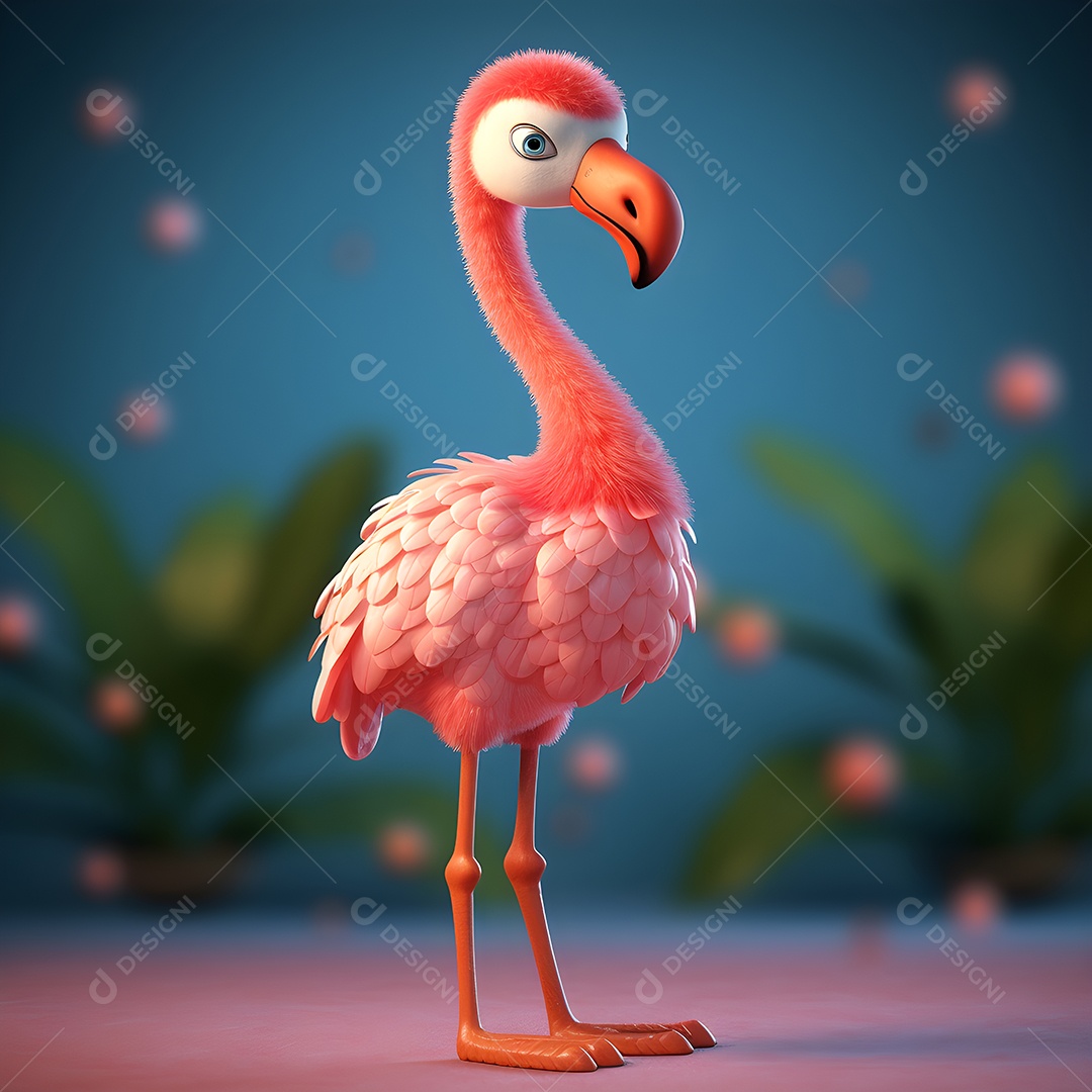 Pose lateral de flamingo fofo