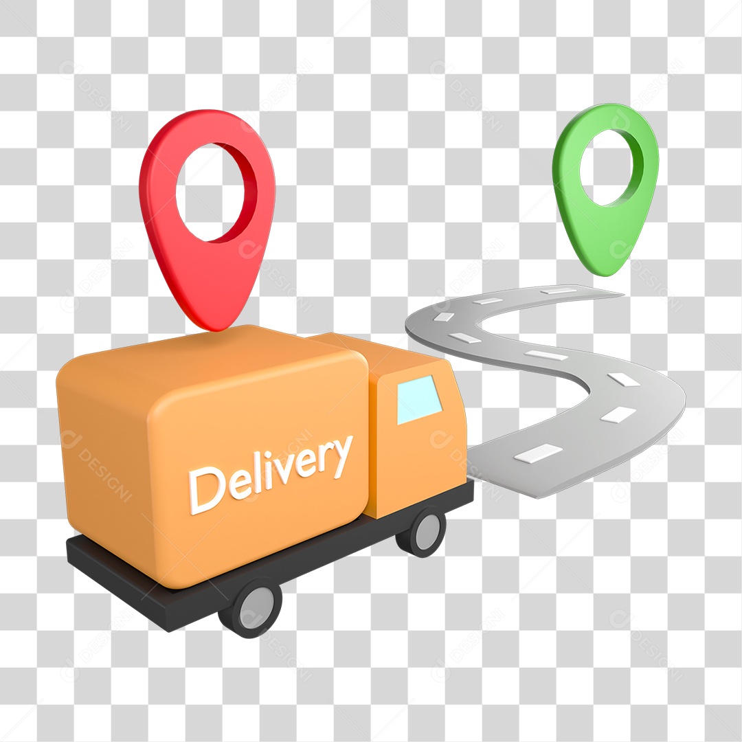 Caminhão com Mercadorias para Entregas PNG Transparente