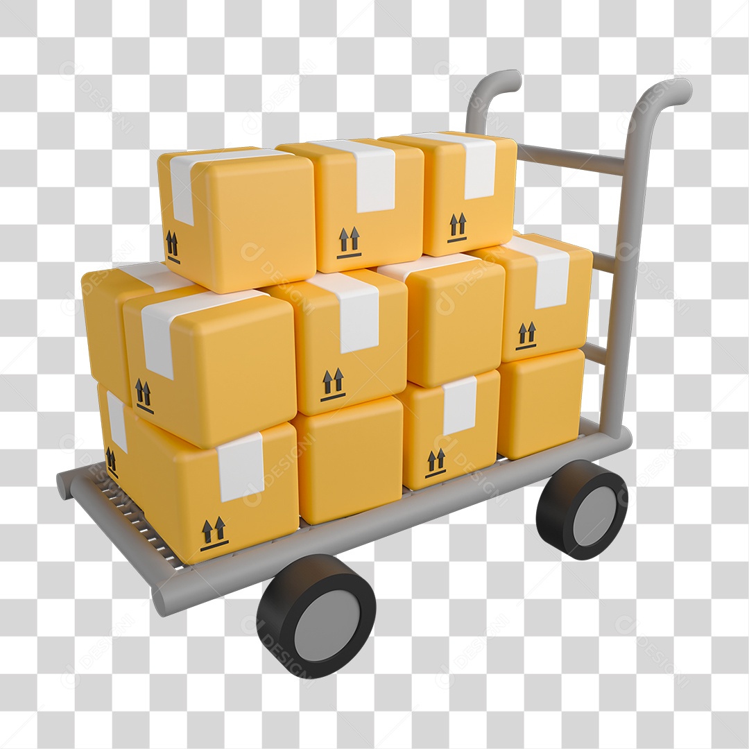 Caixas Empilhadas em Carrinho Para Entrega PNG Transparente
