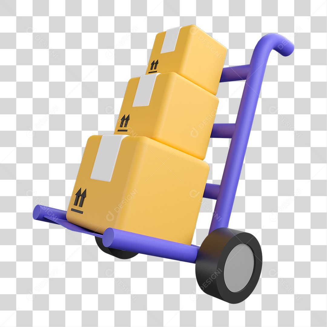 Caixas Empilhadas em Carrinho Para Entrega PNG Transparente