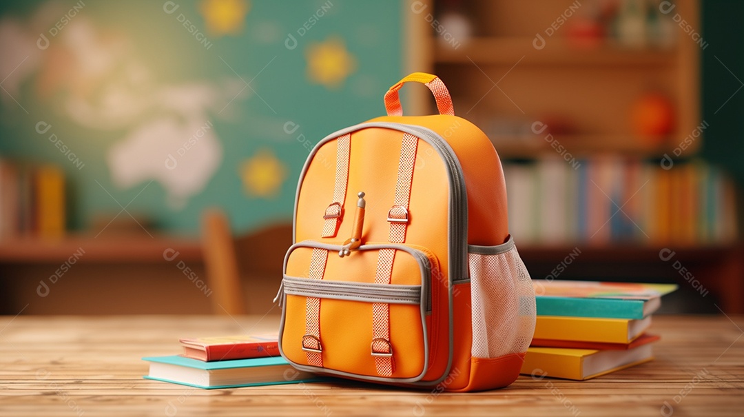 Mochila escolar infantil na volta às aulas.