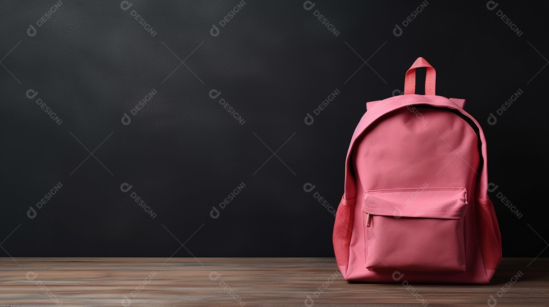 Mochila escolar infantil na volta às aulas. Esta cena é gerada através de inteligência artificial.