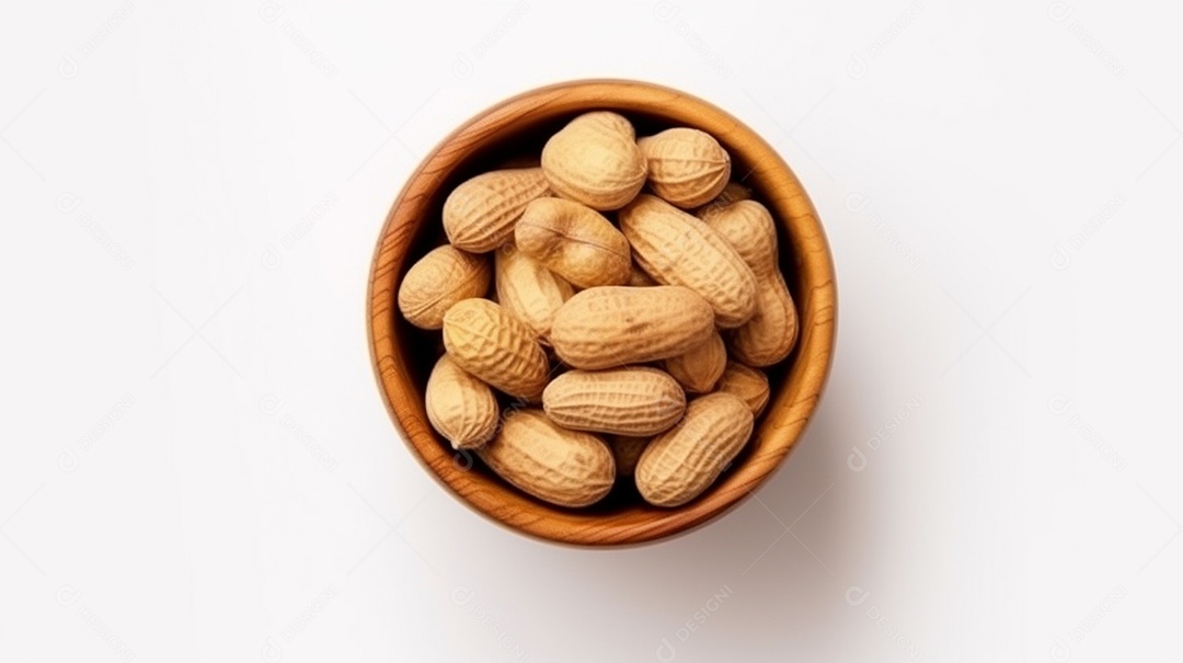 Tigela de amendoim sobre fundo branco