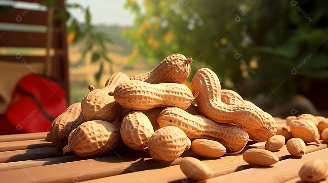 Tigela de amendoim sobre fundo branco