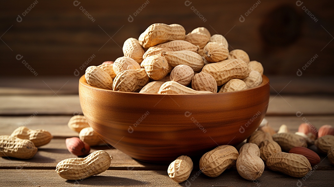 Tigela de amendoim sobre fundo branco