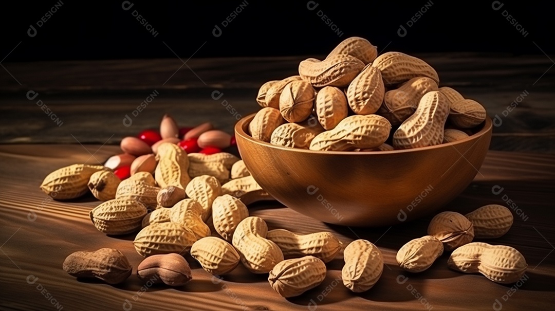 Tigela de amendoim sobre fundo branco