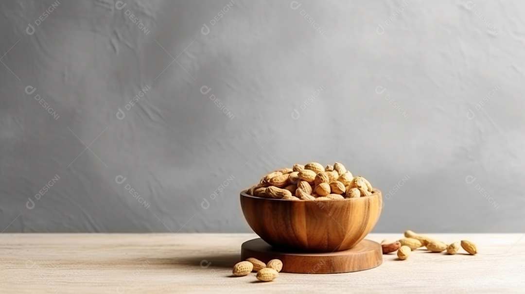 Tigela de amendoim sobre fundo branco