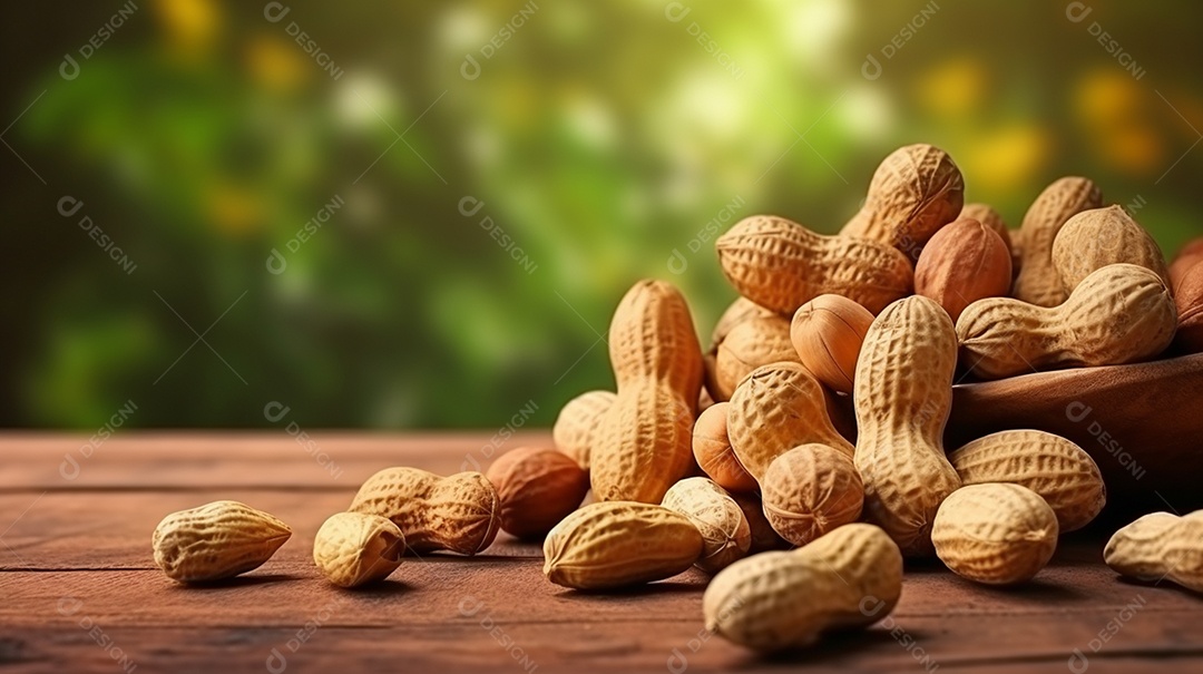 Tigela de amendoim sobre fundo branco