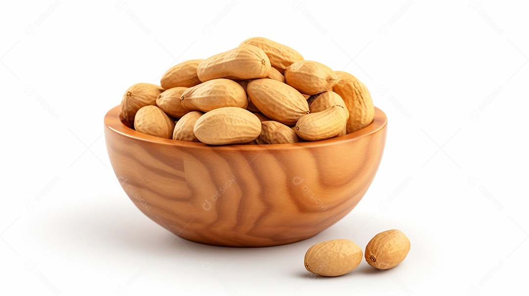 Tigela de amendoim sobre fundo branco