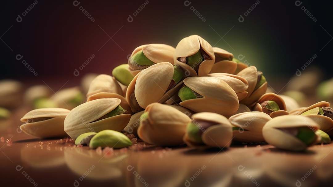 Tigela de pistaches sobre fundo branco