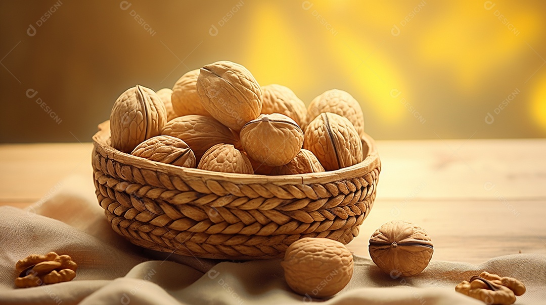 Nozes em uma cesta vintage