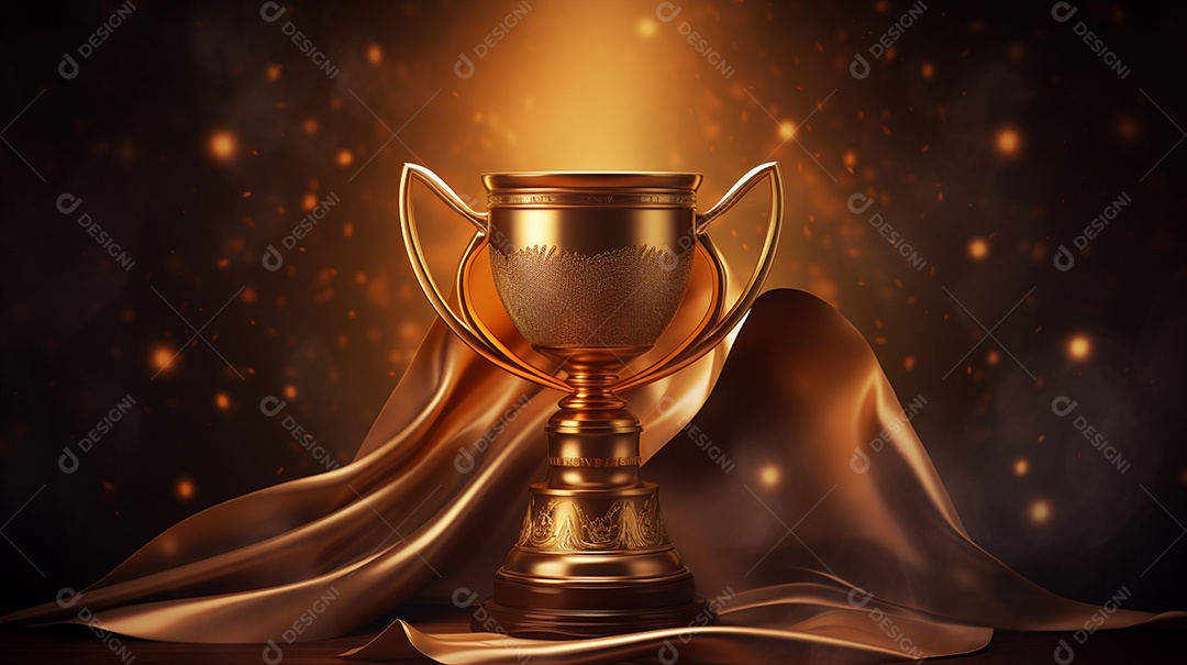 Copa Ouro do Campeão Brilhando em um Majestoso Estádio de Futebol