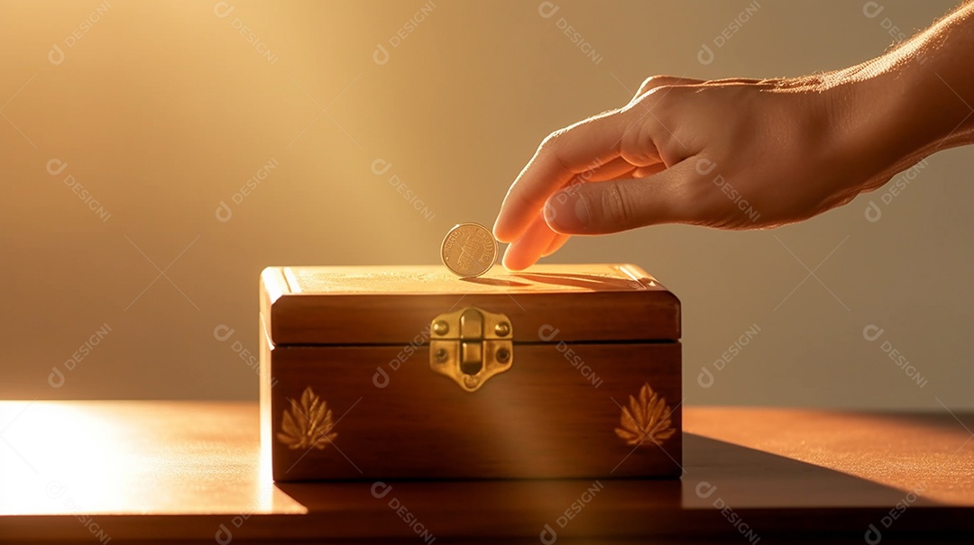 Vista da mão masculina colocando dinheiro na caixa, conceito de doação, dia internacional da caridade