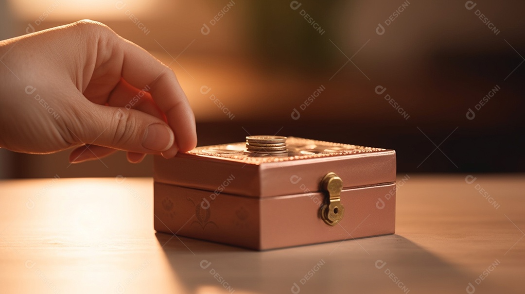 Vista da mão masculina colocando dinheiro na caixa, conceito de doação, dia internacional da caridade