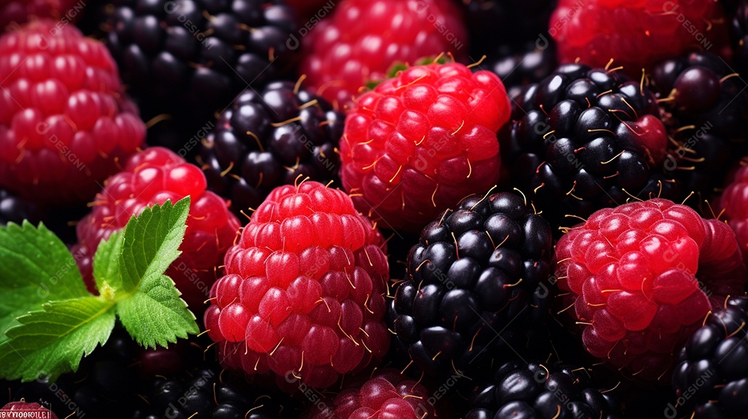 Foto vibrante de vista superior de prato de frutas cruas variadas com foco seletivo, fundo de frutas de verão