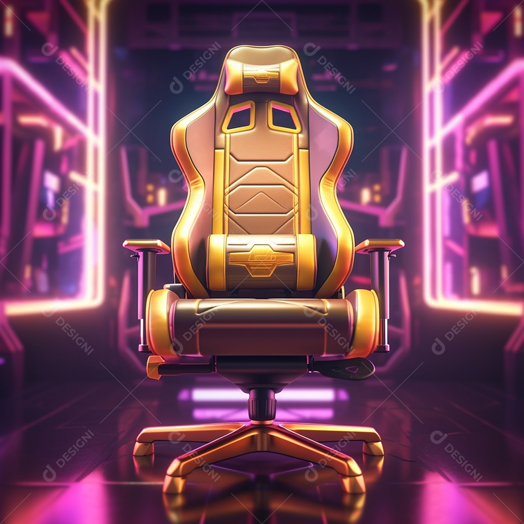 Cadeira de jogos em fundo de tecnologia brilhante