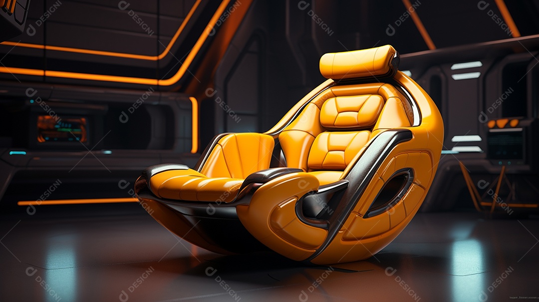 Cadeira de jogos em fundo de tecnologia brilhante